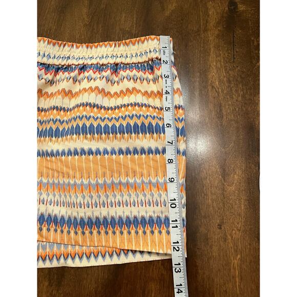 J. Crew Women’s Orange Blue Geometric Print Boho Pull On Shorts Linen Blend 12 - Picture 8 of 10
